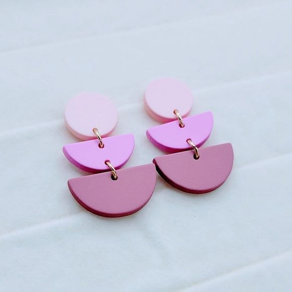 Jewelry - 7/$35  Pink Geometric Statement Earrings